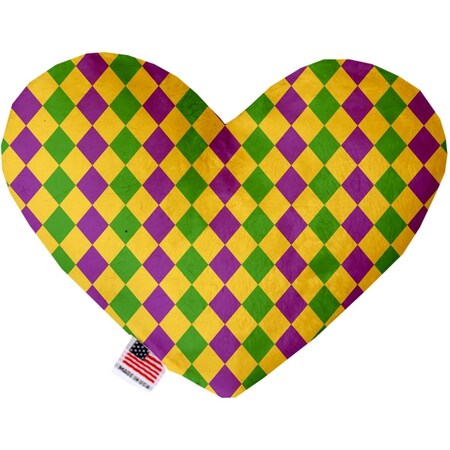 Mirage Pet Products Mardi Gras Diamonds Stuffing Free 8 in. Heart Dog Toy 1379-SFTYHT8